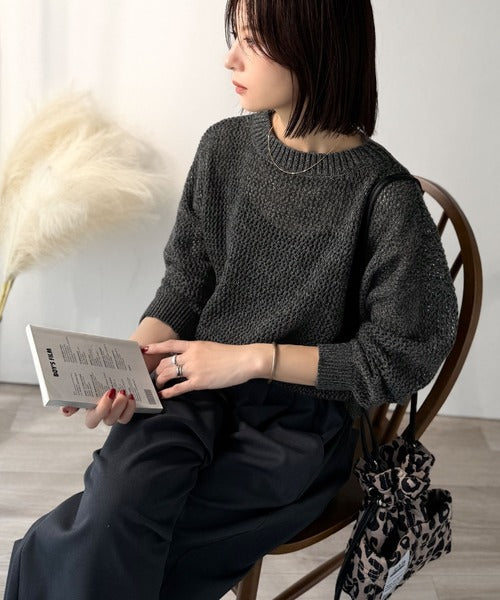 ひーーー様　siro      黒　エヤーヤンニット Yohji Yamamoto POUR HOMME 糸ふらしオーバーサイズ切替ニット - Ka na