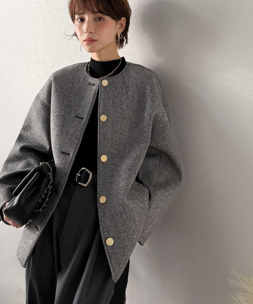 16日限定価格【美品】DRESSTERIOR ウールボンディングノーカラーコート 楽天市場】コート アウター レディース フェイクウール ノーカラー 冬