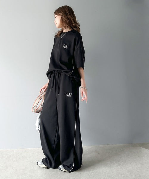 大人スポーティー。サイド切替ダンボールスウェットパンツ