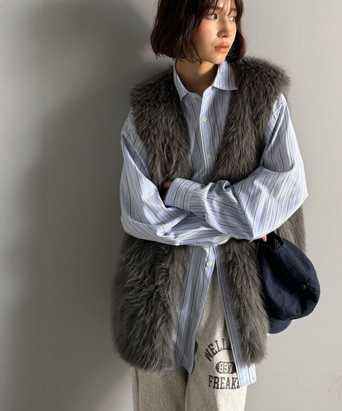 高級感をレイヤード。ふわふわミックスシャギーファーベスト ce1010457