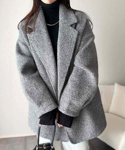 大人の余裕、羽織るだけで美しく。フェイクウールPコート ce1010458