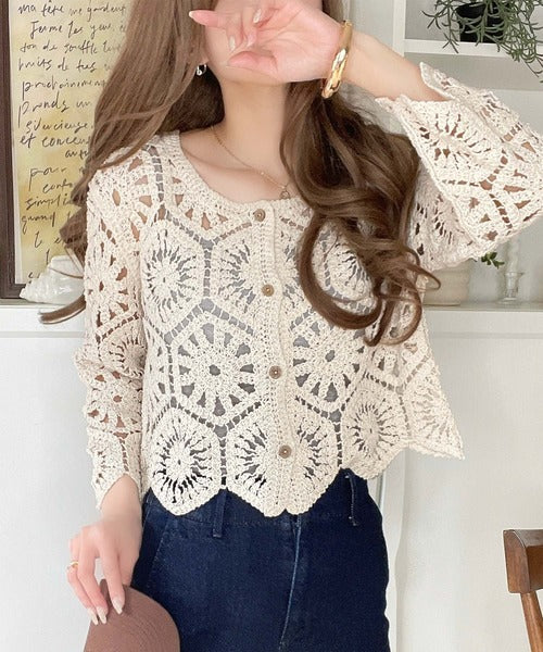 レースカーディガン a.v.v｜チュール刺繍レースカーディガン | Rakuten Fashion(楽天