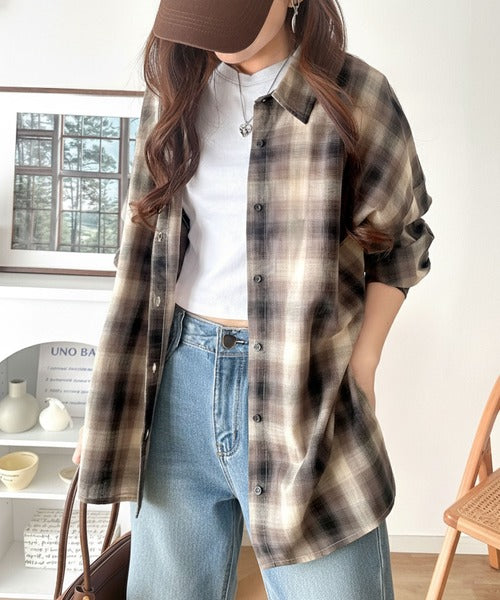 綿100％で仕立てた、大人の贅沢感。チェック柄サイドスリットオーバー