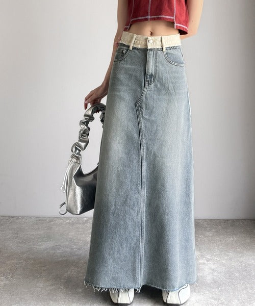 JaVaジャバ コラボ》上品見えする大人のデニム。ウエスト異素材