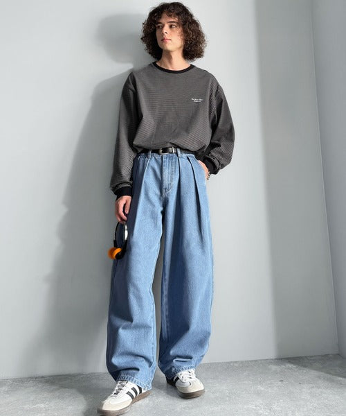 極太ワイド×短丈シルエット◎ ダブルニー ヴィンテージ バルーン 良フェード Classical Origin】「虜になる！」インツータックワイドバルーンデニム