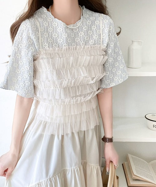 mily bilet】セットアイテムで可愛らしく着映え！花柄ジャガード