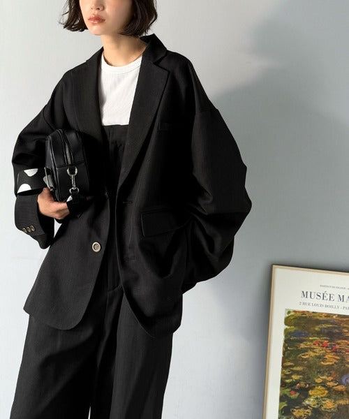 羽織るだけでキマる。袖タックヘリンボーンオーバーサイズジャケット