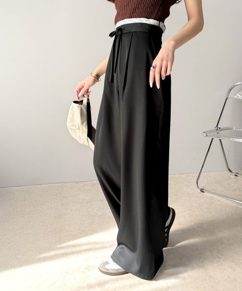 mily bilet】新感覚デザイン。レース使いダブルウエストワイド