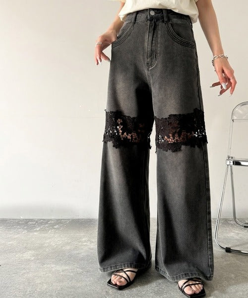 maje 花柄レース ワイドパンツ 新品タグ付き maje 花柄レース ワイド