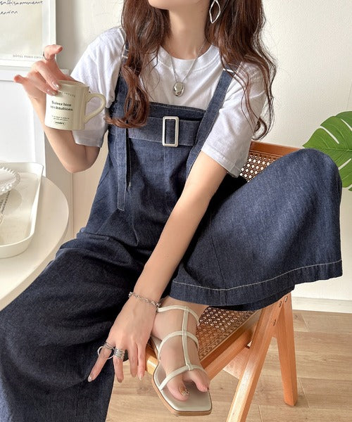 2WAYで楽しむ！旬シルエット。太ベルトライトオンスデニムサロペット