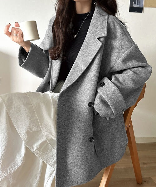 foufou メルトンダブルコート 0サイズ 中古・古着通販】foufou (フーフー) メルトンダブルコート ネイビー