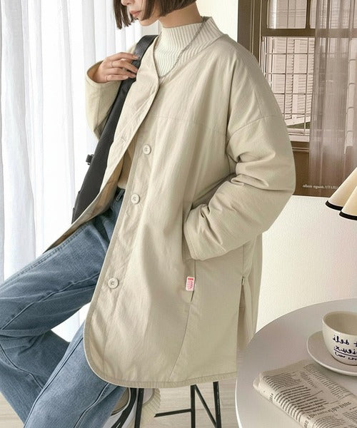 JaVaジャバコラボ》1枚で今っぽい抜け感アウター。ノーカラーサイド
