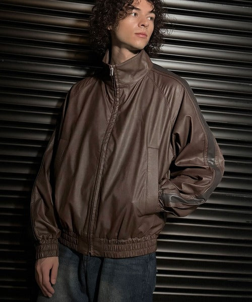 Classical Origin】High-Neck Leather Track Jacket／ハイネックレザー