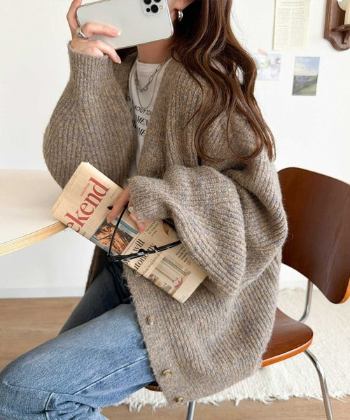 極美品♡ルネ♡ピークスカーディガン ◇クォーターゲージVネックカーディガン（0775269200 トップス