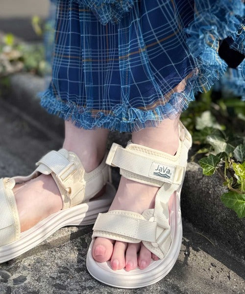 Javaジャバコラボ》 フラットベルクロスポーツサンダル ストラップあり