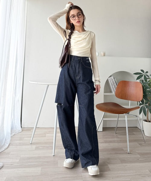 トップス mmkuro 大人のとろみ×透け感。女性らしさが香り立つ。スラブシアードレープ