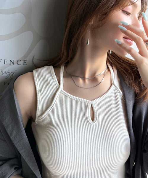 お洒落映え間違いなし。デザインテレコリブタンクトップ ce1240064