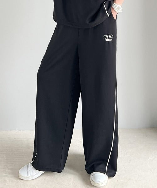 大人スポーティー。サイド切替ダンボールスウェットパンツ