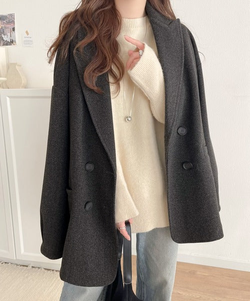 ONもOFFもキマる。こなれ感漂うフェイクウール素材ダブルテーラード