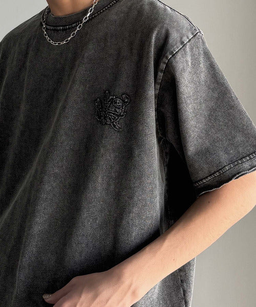 自分ウケ最強。」スノーウォッシュ加工ヴィンテージ綿100％Tシャツ 