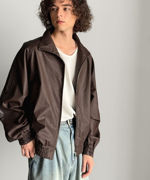 Classical Origin】High-Neck Leather Track Jacket／ハイネックレザー