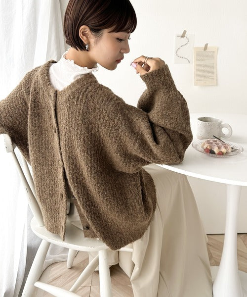 sustaina+】大人の愛されアイテム。 2wayざっくり編み短丈カーディガン