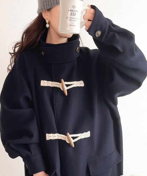 360度お洒落見え。ボリュームスリーブ ロングダッフルコート ce1260026