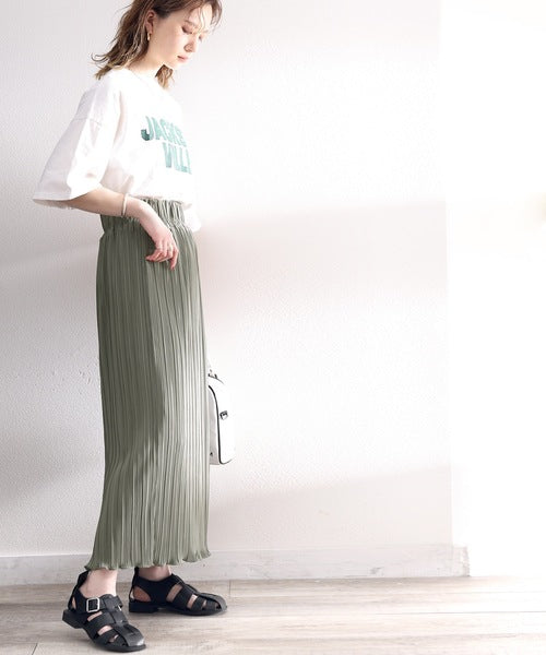 ms+ ideal》きらり揺らめく。メロープリーツタイトロングスカート