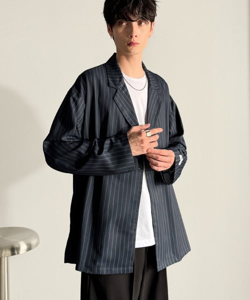 Classical Origin】「さっと羽織れる。」ストライプ柄ドレープ