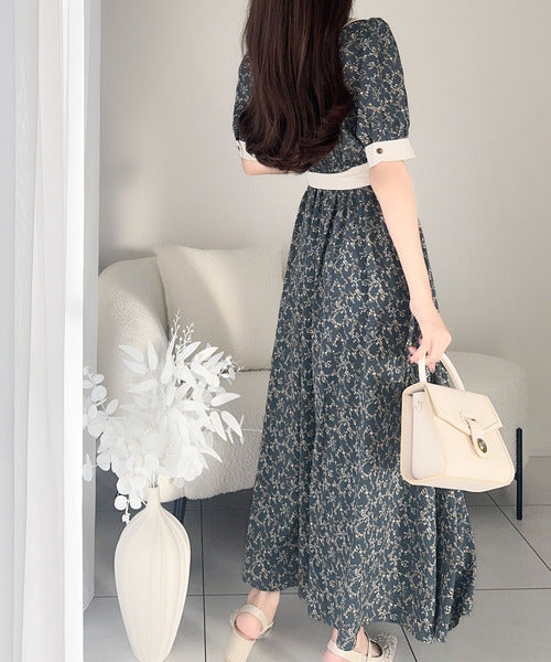 美品 collectif 花柄 シャツワンピース ベルト付き XL レトロ mily bilet】トレンドのレトロガーリー♪小花柄ベルト付きビッグカラー