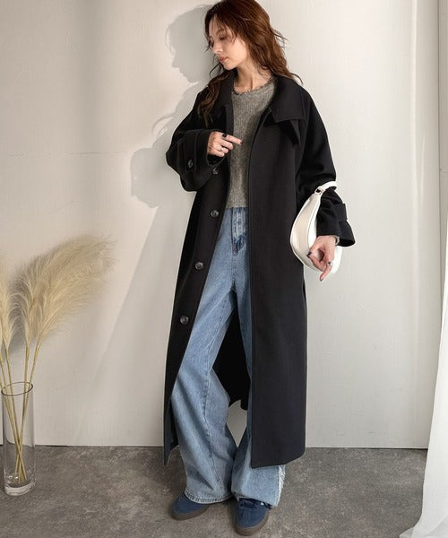 【新品コード未使用】診察ができるvol1,2 360度上品魅せ。衿2way比翼スタンドウール調ステンカラーコート