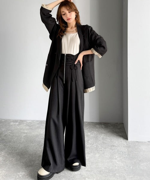 mily bilet】コルセット風で“キュッ”と細見え。ウエストシャーリング