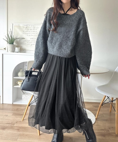 褒められワンピ♪マルチwayニット×チュールワンピースセット（セット