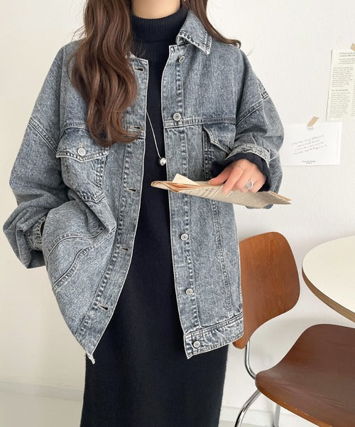 綿100％華奢見え叶う大人のヴィンテージ。ビッグシルエットデニム 