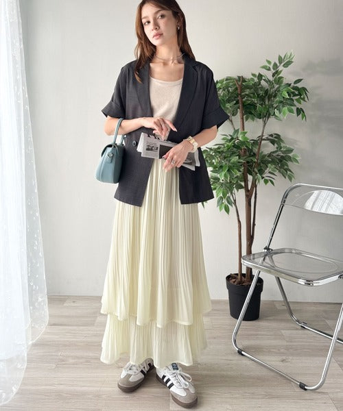 ゆらりシルエットなびく。プリーツシアーティアードスカート ce1360003