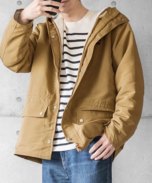 family+】《JaVa ジャバコラボ》3WAYミドル丈無地マウンテンパーカー