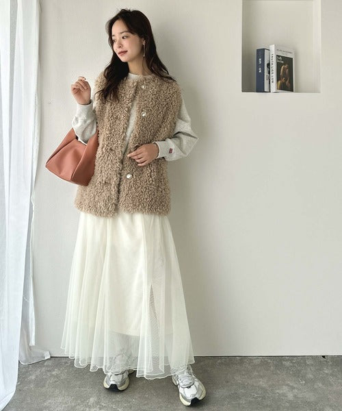 もこもこ感が愛らしい♪暖か前後2wayプードルボアベスト ce1265015