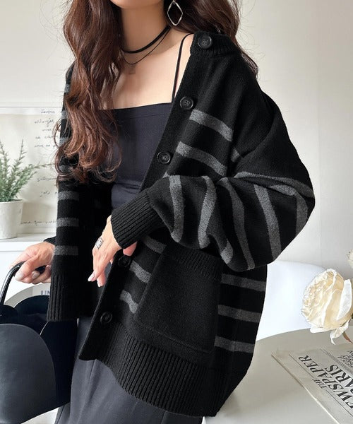 HER. 未使用 ハンドニットカーディガン チャコール エトレ ETRE TOKYO（エトレトウキョウ）の「スタンドネックハンドニット