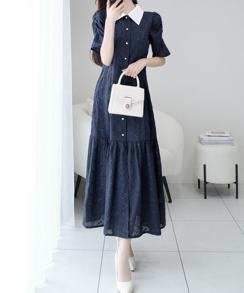 mily bilet】おしゃれと高級感の絶妙なバランス。花刺繍ガーゼレトロ