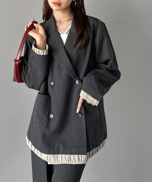 mily bilet】ゆるっと大人見え。バルーンフリルレイヤードジャケット 