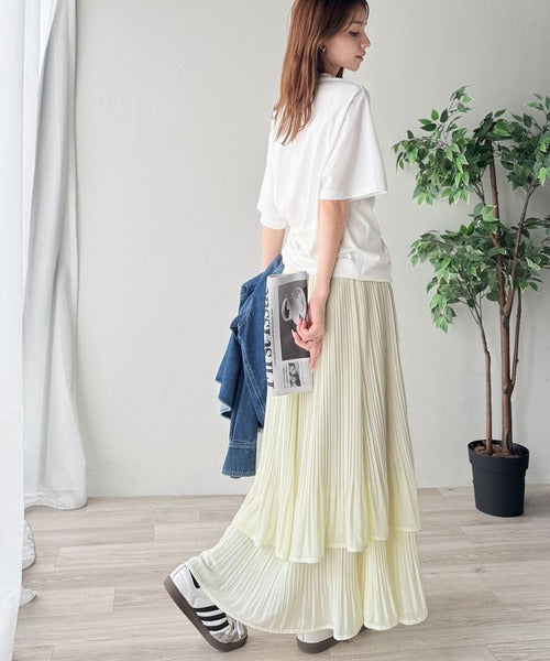 ゆらりシルエットなびく。プリーツシアーティアードスカート ce1360003
