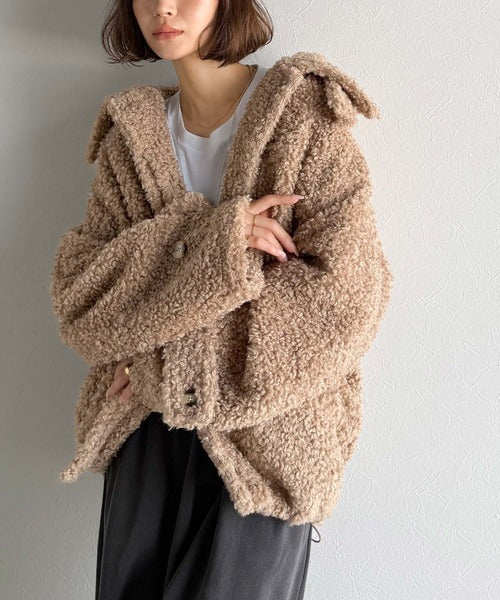 ぎゅっと、抱きしめたくなる。裾ドロストプードル風ファーブルゾン