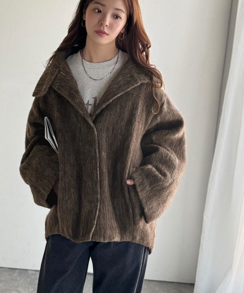 クラシック　コート　比翼　Goffa x THE CASUAL｜ビッグシルエット2way比翼メルトンステンカラーコート