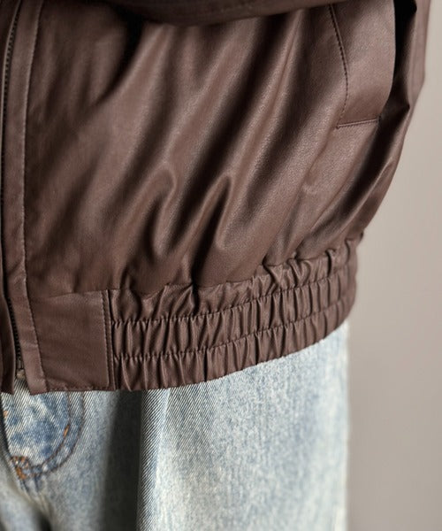 Classical Origin】High-Neck Leather Track Jacket／ハイネックレザー