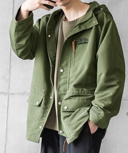 family+】《JaVa ジャバコラボ》3WAYミドル丈無地マウンテンパーカー