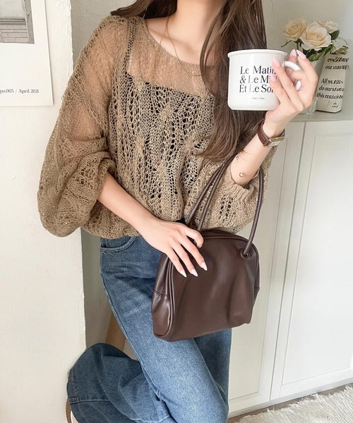 ゆるっと抜け感漂う！透かし編みケーブルオーバーサイズニット（長袖