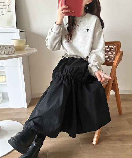 一枚でコーディネートが完成する優秀アイテム◎胸刺繍ドロスト裏起毛