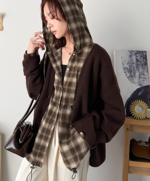 ゆるっと羽織ってかわいくキマる。”旬顔” 裾ドロスト微起毛チェック柄