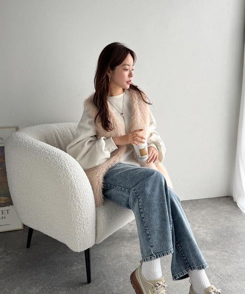 高級感をレイヤード。ふわふわミックスシャギーファーベスト ce1010457