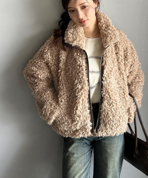 mily bilet】ふわふわのボリューム感♪フェイクレザーテープ使い